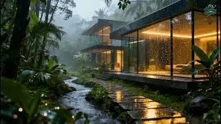 Calm Waterfall Ambience for Focus | 8 Hour Peaceful Forest Music with Rain & Soft Piano