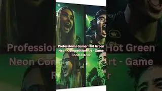 Professional Gamer Hot Green Neon Competition Art - Game Room Decor #esports #gameroomdecor #pc