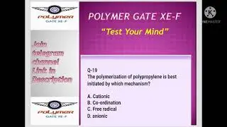 ||||Quiz-19||||(GATE XE-F Polymer science And Engineering) |||Practice Question|||