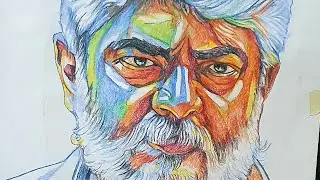 HOW TO DRAW COLORED PENCIL ART DEMO #VISWASAM #THALA #AJITH