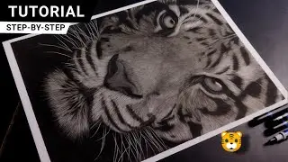 Real Time Tiger Drawing With Charcoal Pencil | Tutorial for BEGINNERS |Inspire By@rajnishlifevlog🥰