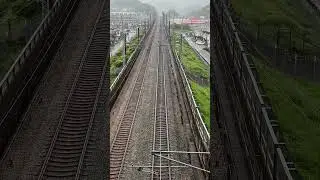 Wet Need for Speed: Bullet Train Roaring in Rainy Splendor! #train #trainspeed #railway