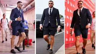 Travis Kelce&rsquo;s shorts suit splits fans ahead of Chiefs vs. Eagles game