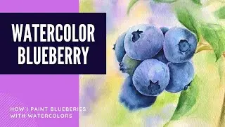 Painting Watercolor Blueberry-How I paint blueberries with watercolors using wet-on-wet  technique