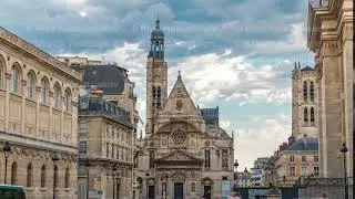 Church of Saint-Etienne-du-Mont timelapse in Paris near Pantheon