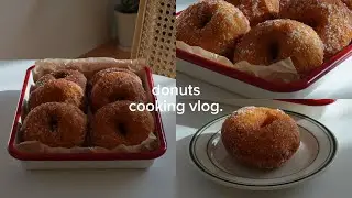 【cooking vlog】ふわふわモチモチドーナツ作って食べたよ🍩✨｜主婦の休日、おうち時間