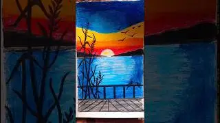 oil pastels drawing of scenery 🌅#art #oilpastelart