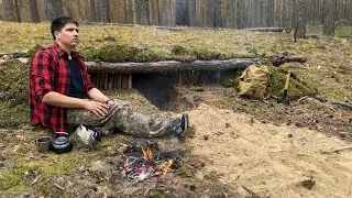 Escaping Civilization: Building a HIDDEN SHELTER in the Forest