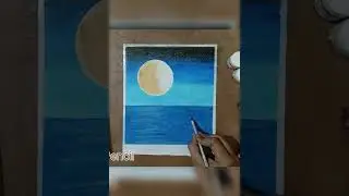 Full moon oil pastel drawing for beginners | Pastel Magic   #shorts #youtubeshorts #drawing