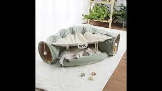 🐱😍Collapsible Removable Cat Tunnel Tube With Cat Bed 🐱😍