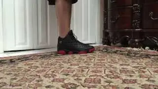 Air Jordan 13 XIII Black Gym Red Dirty Bred On Foot