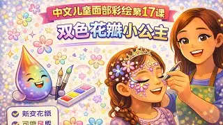 中文儿童面部彩绘17课-双色花瓣小公主
