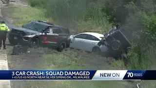 Vehicle strikes Milwaukee County deputy's squad car on I-41/US 45