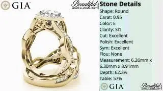 Diamond Ring [1.3cts] with Decorative Halo and Split Shank