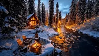 Let the Day End Here &mdash; Golden Sunset Over a Winter River 🔥❄️ Campfire Ambience & Birds Chirping