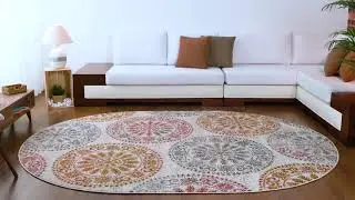 Antep Rugs Elite Collection Bohemian Geometric Circle Indoor Area Rug (Terra, 6'7'' x 9' Oval)