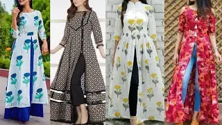 New Front Open Long Frock Design 2025/Front Slit Anarkali Suit Design/New Printed Frock Design