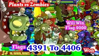Plants vs Zombies Survival Flags 4391 to 4406