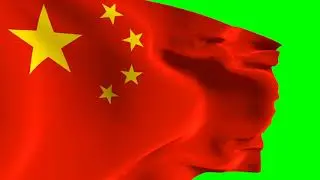 China realistic flag animation green screen 4K