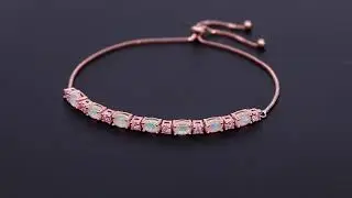 18K White Gold/Rose Gold Plated Bracelets-Adjustable Sparkling Cubic Zirconia White Opal Bracelet