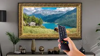 Framed TV Art - Cow in a field with a mountain