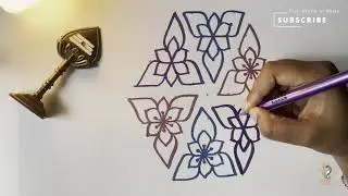 Beautiful Easy 15×8 Pulli Kolam for Pooja & Home #easykolam #rangoli #kolam