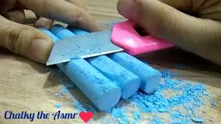 Shaving blue chalk sticks | Most Satisfying Asmr video