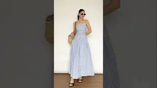 A lovely blue-striped dress, as airy and soft as a cloud . Lana Simple Chic #lanasimplechic #lana
