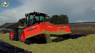Claas Xerion en Holaras zorgen voor een strakke ma&iuml;sbult Loonbedrijf Lindeboom Dalfsen