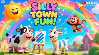 🌈 Silly Town Fun! | Funny Kids Rhyme | Crazy Animals & Super Silly Adventure | Kids Cartoon Song