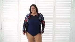 Embroidered Roses Rashie and Navy Mesh Onepiece Capriosca Swimwear Vita