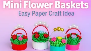 Mini Flower Basket DIY | Best Out of Waste Bottle Caps | Easy Paper Craft Ideas | beautiful 3D gift