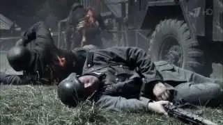 Two Soviet commandos killing a lot of German soldiers