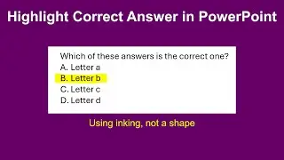 Highlight correct answer for a multiple-choice question in PowerPoint; Step-by-step tutorial