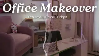 Small budget Office Makeover | Pink Office | Eclectic Gallery wall | Pink Wallpaper || Mirror Diy