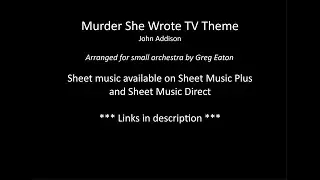 Murder She Wrote (TV Theme) arranged for small orchestra by Greg Eaton