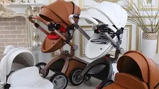 Baby stroller Hot Mom White color with gold frame