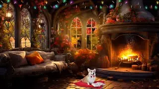 Cozy Autumn Room Ambience 🔥🍁 Crackling Campfire And Nature Sounds for Sleep, Relax And Study