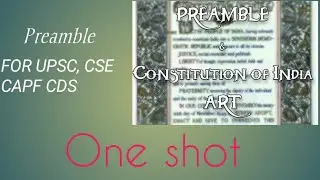Preamble one shot for UPSC CSE CAPF CDS 