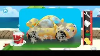 Cute car drive, wash and engine oil change