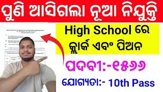 Odisha High School Peon & Clerk Vacancy 2025||Nont Teaching Post||10th Pass Peon Job||Apply Date