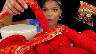 KING CRAB SEAFOOD BOIL| FRIED HOT CHEETOS 🥵 KING CRAB| LOBSTER TAILS| SHRIMP| WITH CHEESE
