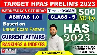 Target HPAS Prelims 2023 | Current Affairs || Last 1 Year  || Class 5 || Rankings & Indexes