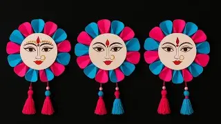 DIY Navratri Craft || Maa Durga Beautiful Paper Craft || Matarani Face Art with Wall Hanging craft 