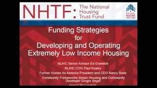 Webinar on Financing and Operating Affordable Housing from August 15, 2016