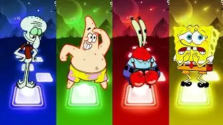 SQUIDWARD 🆚 PATRICK STAR 🆚 MR KRABS 🆚 SPONGEBOB | Tiles Hop EDM RUSH