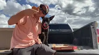 One bite Dogtube pizza review Ken&rsquo;s pizza Iowa park, Tx.