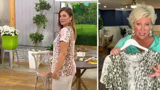 Belle by Kim Gravel Mixed Animal Slub Knit Short Sleeve Top on QVC