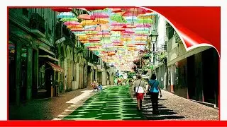 Hundreds Of Floating Umbrellas Above A Street In Agueda, Portugal 🔥
