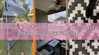 Review Kalafun Outdoor Patio Plastic Straw Rug - 5x8 ft Outdoor Camping Rug Waterproof Reversible, A
